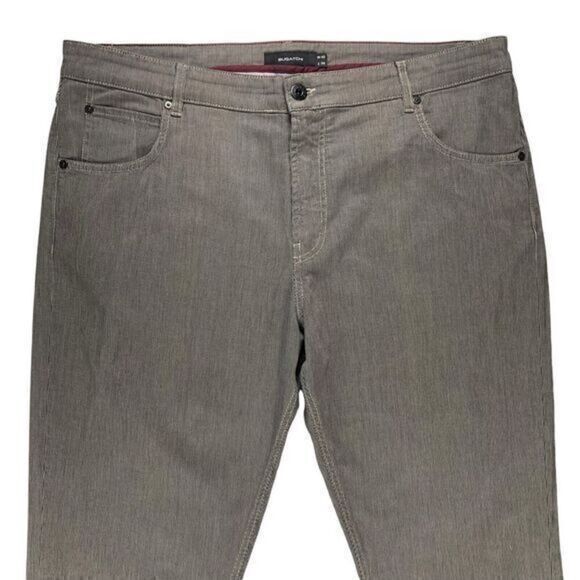 Bugatchi Uomo Pants Mens Size 40x34 Gray Striped Relaxed Fit Flat Front Trousers - Picture 2 of 14